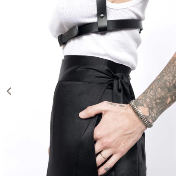 Wildfang The Empower Satin Wrap Skirt in Black Small - Picture 4 of 9